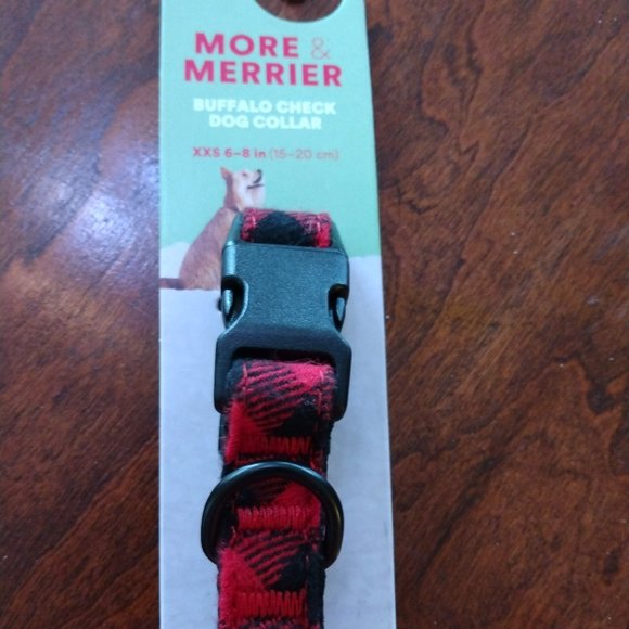 Buffalo Check Dog Collar, Red and black, XXS - Picture 1 of 3